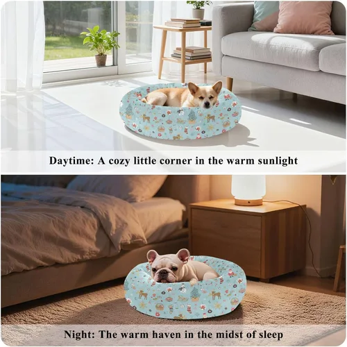 Vista 4 de Wudan Pet Cat Beds Relieve Stress Fluffy Puppy Beds for Small Size Pets Supplies XS Christmas Decor