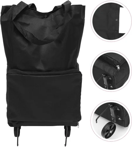 Vista 4 de FOMIYES Bolsa plegable de la carretilla Bolsa de compras plegable con ruedas Carrito de compras plegable Cajón de carro utilitario