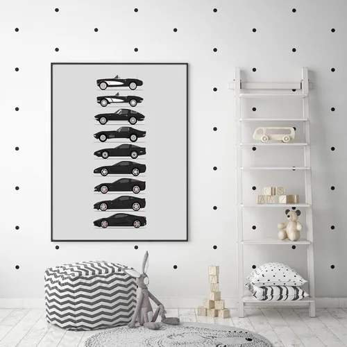 Vista 29 de Custom Car Posters Póster hecho a mano compatible con Chevy Corvette Generations e impresión de Chevrolet Corvette (C1 C2 C3 C4 C5 C6 C7 C8)