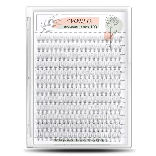 Pestañas individuales, racimos de pestañas, 240 extensiones de pestañas individuales 10D, naturales, suaves, ligeras, reutilizables, grosor de 0.003