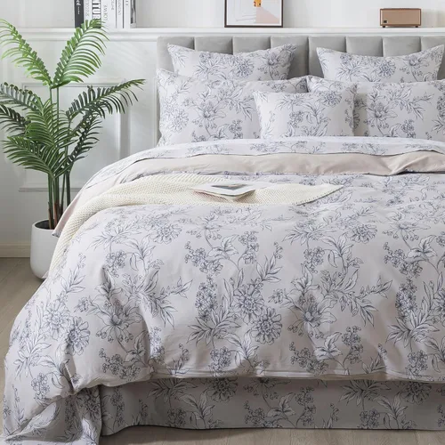 Vista 21 de FADFAY Juego de funda de edredón con estampado floral de roseta, juego de ropa de cama de encaje con volantes para niñas, 3 piezas, tamaño individual