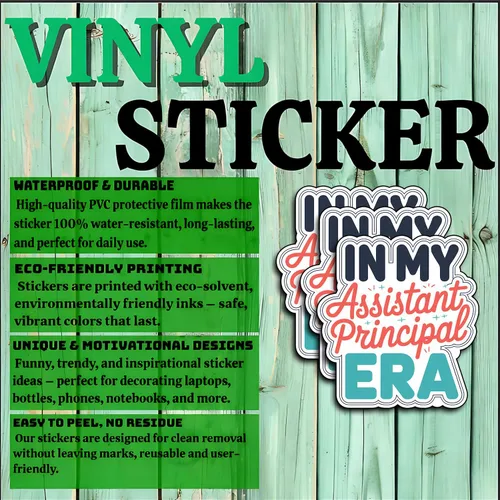 Vista 4 de (3 unidades) en My Assistant Principal Era - Divertida calcomanía de vinilo para personal escolar, calcomanía impermeable para educadores