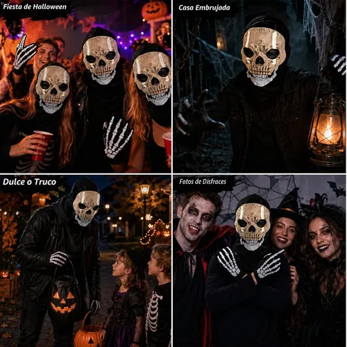 Vista 7 de Ghost Balaclava Skeleton Ski Mask Halloween Cosplay Ghost Skull Mask 2