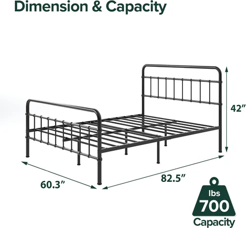 Vista 5 de ZINUS Florence - Base de cama con plataforma de metal, base de colchón, no necesita somier, fácil montaje, color negro, tamaño Queen