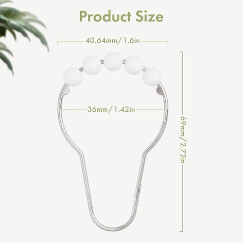 Vista 3 de Amazer - Juego de 12 ganchos decorativos para cortina de ducha de acero inoxidable para barras de cortinas de baño, blanco acrílico