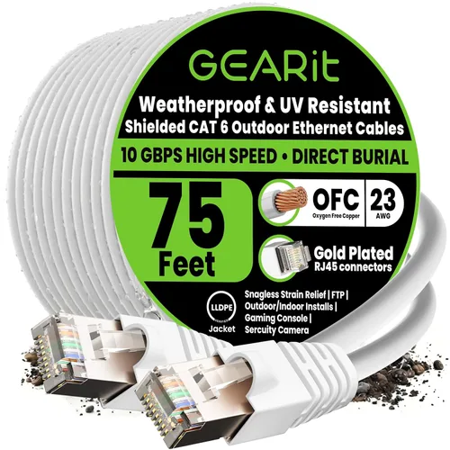 Vista 13 de GEARit - Cable Ethernet Cat6 para exteriores (3 m) 23AWG de cobre puro, FTP, LLDPE, impermeable, entierro directo, en tierra, resistente a UV, POE