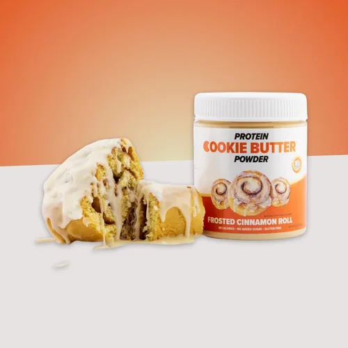 Vista 3 de Flex Whey Protein - Mantequilla de galleta en polvo – Rollo de canela esmerilado Apto para dieta cetogénica, bajo en carbohidratos, sin azúcares