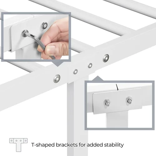 Vista 5 de Yaheetech Marco de cama de plataforma metálica tamaño twin con cabecero y pie de cama simples, base de colchón para almacenamiento debajo