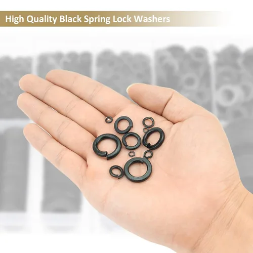 Vista 6 de 1000 arandelas de bloqueo de acero aleado de grado 8.8, 9 tamaños de arandelas de resorte y bloqueo dividido, kit surtido (M2-M12)