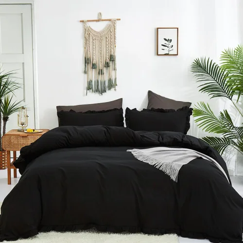 Vista 138 de CLOTHKNOW Juego de edredón de 3 piezas a cuadros color beige óxido, tamaño Full, juego de ropa de cama de cuadros edredón terracota con 2 fundas