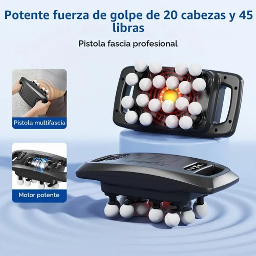 Vista 3 de cotsoco Juego de pistolas de masaje de 20 cabezas, masajeador de percusión de tejido profundo con 9 modos y 9 intensidades, masajeador muscular