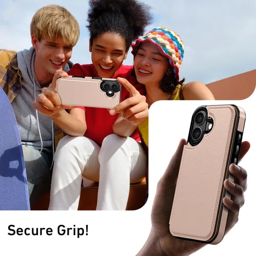 Vista 361 de LETO para iPhone 15 Pro Funda tipo cartera - Tapa tipo folio con patada - Diseños de moda - Tarjetero - Funda protectora para mujeres y niñas - 6.1