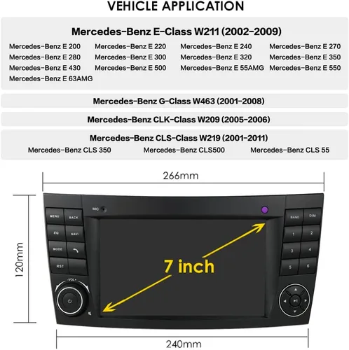 Vista 2 de Radio de coche Android de 7 pulgadas con navegación GPS + cámara de repuesto HD para Mercedes Benz C E Clase W203 E W211 CLS Clase W219 CLK W209 SL