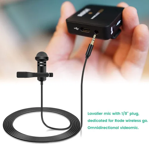 Vista 7 de 2 Pack de micrófonos Lavalier compatibles con DJI Mic 2 y Rode Wireless Pro/Wireless GO 2 / II Transmisores - Micrófono lapel omnidireccional lav