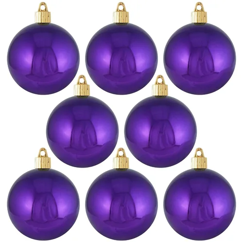 Vista 225 de Christmas By Krebs 6" (150mm) Purpurina Verde Esmeralda [2 Piezas] Esfera Extra Grande Sólida Super Grande de Plástico para Exteriores, Resistente