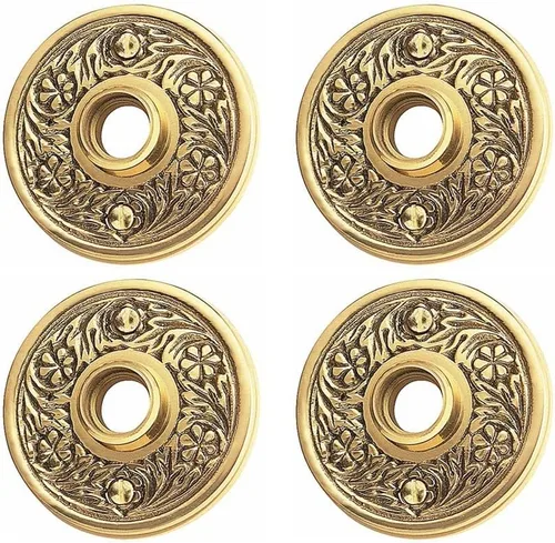 Vista 14 de Renovators Supply Manufacturing Par de rosetas de pomo de puerta de 2.38 pulgadas de latón antiguo decorativo para puerta