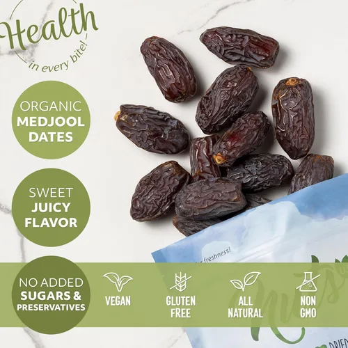 Vista 2 de NUTS U.S. - Dátiles orgánicos de California Medjool Sin azúcar añadido y sin conservantes Sabor dulce y jugoso (5 libras)
