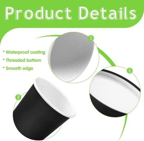 Vista 3 de Vasos de papel negro de 8 onzas, tazas de café de papel, vasos desechables para beber, vasos de papel para bebidas calientes/frías, tazas de papel