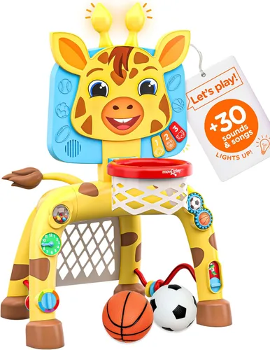 Vista 6 de Move2Play, Aro de baloncesto de dinosaurio y centro de actividades de portería de fútbol Más de 30 sonidos y canciones + 5 luces 1, 2, 3 años
