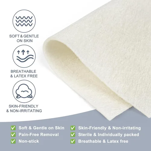 Vista 2 de LotFancy Almohadillas de alginato de calcio, parches de 4 x 4 pulgadas, paquete de 10, relleno antiadherente estéril, apósito altamente absorbente