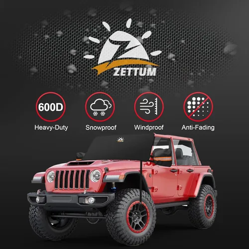 Vista 3 de Zettum Cubierta de nieve para parabrisas de automóvil para Jeep Wrangler – Cubierta de hielo para parabrisas de automóvil 600D, cubierta de nieve