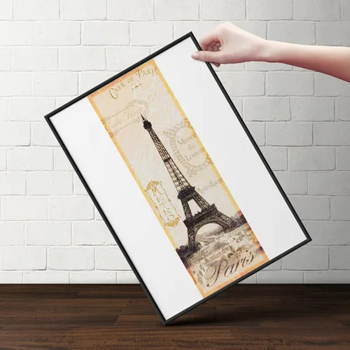 Vista 3 de Póster de 12x36, diseño de la Torre Eiffel vintage delgada