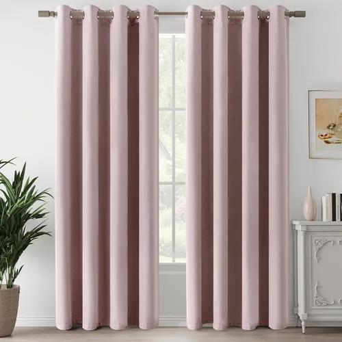 Vista 37 de Cortinas de Lino Beige con Bloqueo Total de Luz de 64 Pulgadas de Largo, Lino Sintético Texturizado con Bloqueo de Calor y Aislamiento Térmico