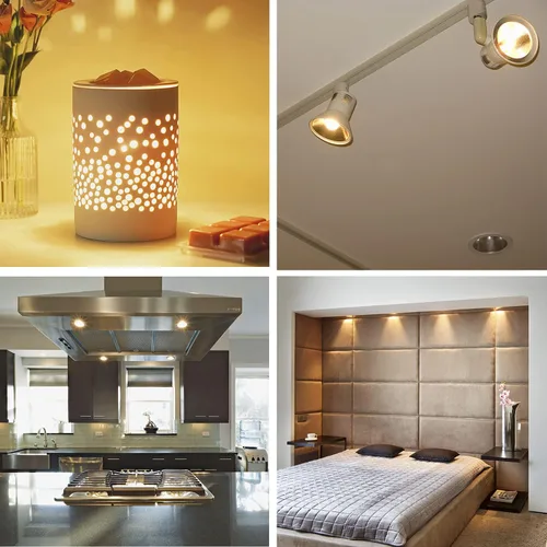 Vista 7 de Bombillas halógenas GU10 de 35 W, paquete de 6 bombillas halógenas GU10+C de 120 V 35 W con larga vida útil, bombilla regulable MR16 GU10 para luz