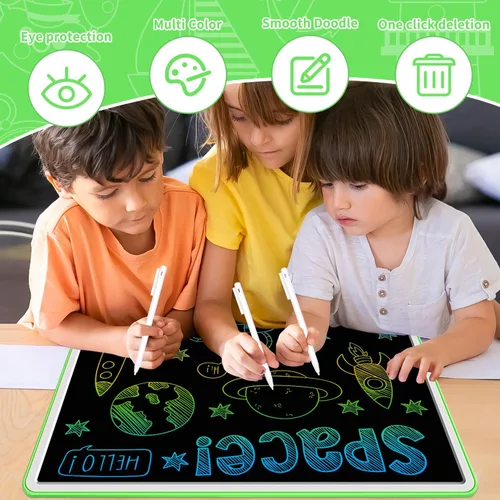 Vista 4 de Tableta de escritura LCD de 19 pulgadas para niños de 3 a 9 años, tablero de garabatos reutilizable con lápiz capacitivo, almohadilla de dibujo