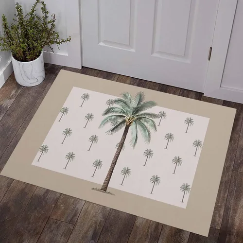 Tapete antideslizante para puerta, diseño tropical de playa, decoración de palmeras para cocina, puerta delantera, baño, tapete lavable de
