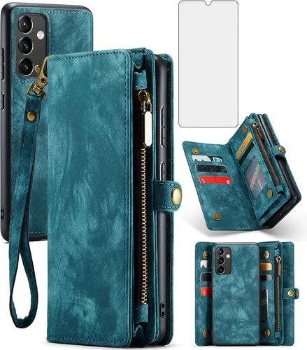 Vista 11 de Asuwish Funda de teléfono para Samsung Galaxy A54 5G con cremallera, funda desmontable con protector de pantalla de vidrio templado y tarjetero