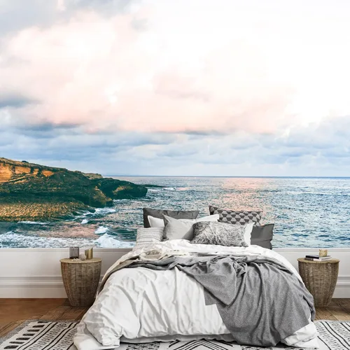 Vista 25 de SIGNFORD Mural de pared romántica playa extraíble, adhesivo de pared para dormitorio, sala de estar, 66 x 96 pulgadas