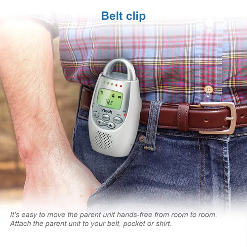 Vista 4 de Monitor para bebés de audio digital VTech Communications Safe and Sound, Monitor con una unidad para padres, Blanco/Plateado