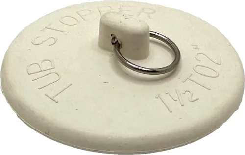 Rocky Mountain Goods Tapón de goma para tina o fregadero para drenajes de 1 1/2 a 2 pulgadas, anillo dividido para una fácil extracción, goma blanca