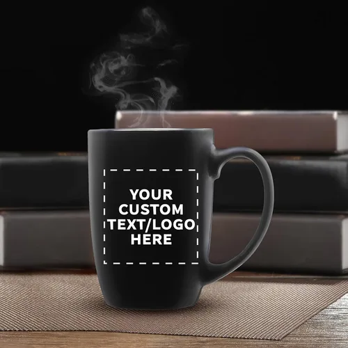 Vista 7 de DISCOUNT PROMOS Juego de 10 tazas de café grandes de cerámica moca brillante, 16 onzas, texto personalizable, logotipo, gres, suave, duradero, mango
