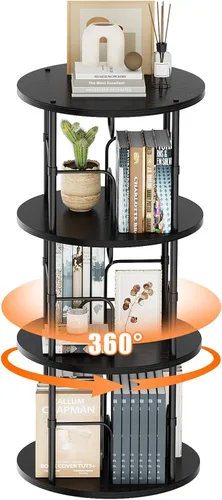 Vista 46 de Estantería giratoria de 5 niveles, torre giratoria apilable de 360 °, estantería giratoria de pie estrecha que ahorra espacio, estantería giratoria
