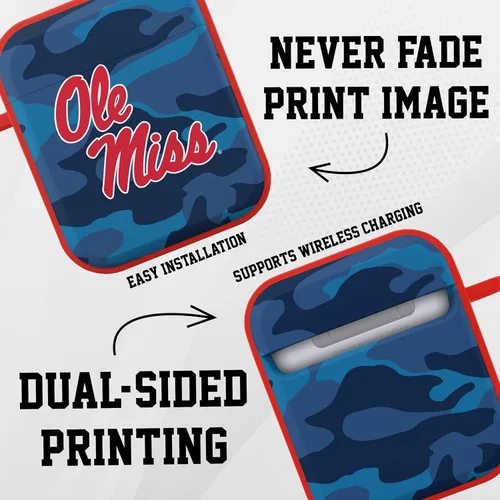 Vista 3 de AFFINITY BANDS Mississippi Ole Miss Rebels Camo HDX - Funda compatible con Apple AirPods Generaciones 1 y 2