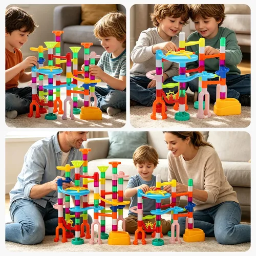 Vista 4 de EagleStone 105PCS Marble Run Kit Marble Maze Construction Building Toy Set