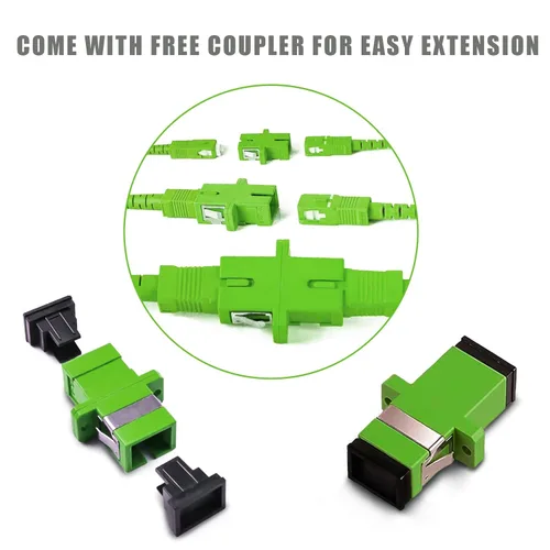 Vista 5 de SC/APC a SC/APC Cable de Fibra Óptica para Internet, Cable de Conexión de Modo Simple Blindado, Cordón de Conexión Óptica de Fibra Óptica - SIMPLEX