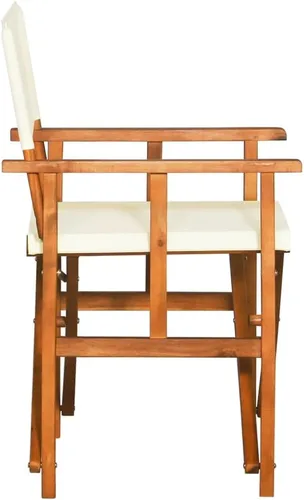 Vista 4 de vidaXL Silla de director plegable, madera de acacia maciza, resistente a la intemperie, asiento de poliéster, respaldo, diseño elegante, fácil