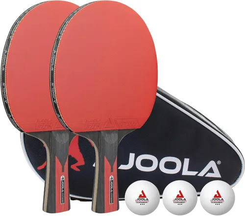 JOOLA Duo Carbon - Juego de 2 palas de ping pong profesionales, tres pelotas de ping pong blancas avanzadas de 3 estrellas y estuche de transporte,