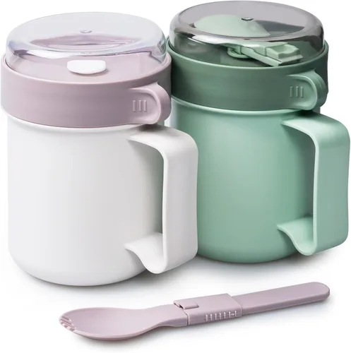 Vista 13 de MATICAN Taza de sopa para microondas con tapa, recipiente para sopa con tapa para fideos ramen, sopa, bebidas, apto para microondas, incluye Gris