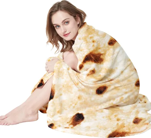 Vista 13 de LetsFunny Manta de Lanzar de Tortilla de Burrito para Sofá, Mantas de Envolver de Tortilla de Taco de Burrito de Doble Cara, Mantas Redondas