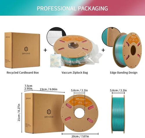 Vista 189 de ERYONE Filamento de ácido poliláctico (PLA) de seda para impresora 3D, de 1.75 mm +/- 0.03 mm, carrete de 1 kg (2.2 libras), verde esmeralda seda