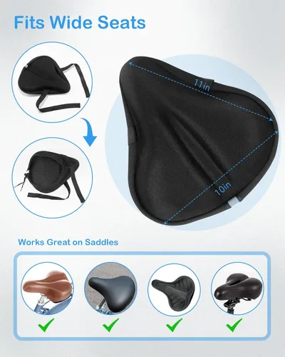 Vista 2 de CUNCUI Cojín de Asiento de Bicicleta, Cubiertas de Asientos de Gel, Cubiertas de Bicicleta, Cojín de Asiento de Bicicleta para Mujeres y Hombres