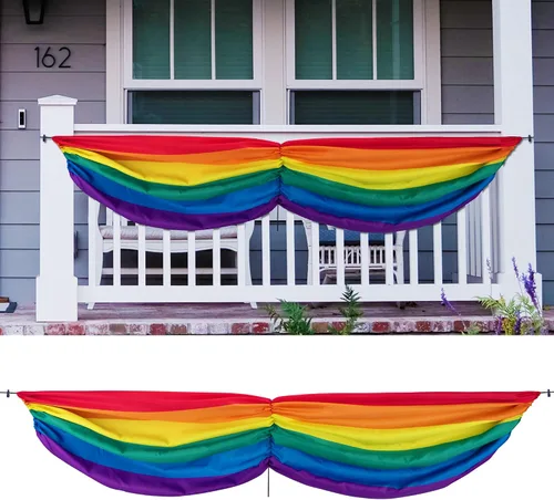 Wehhbtye 2 banderas de banderines de arco iris del orgullo gay, LGBTQ de tela lesbiana para colgar banderines del día del orgullo, desfiles al aire