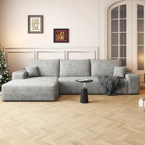 Vista 24 de AUGOP Sofá modular moderno de 96 pulgadas para sala de estar, sofá modular con sofás en forma de L, sofá tapizado sin hueso, sofá seccional con Negro