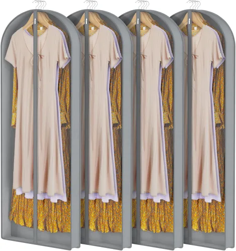 Vista 8 de Zilink Bolsas de traje de 40 pulgadas para almacenamiento en armario, bolsa de almacenamiento de abrigo de visón transparente, bolsas de ropa