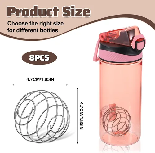 Vista 2 de Bola agitadora de proteínas, bola agitadora de acero inoxidable de 1.85 pulgadas para mezcladores de proteínas, se adapta a botellas de bebida