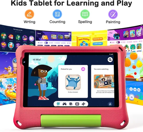 Vista 3 de Tableta para niños de 8 pulgadas, Android 15, Octa-Core 12 GB de RAM + 64 GB de ROM, tableta para niños pequeños con WiFi 6, control parental